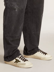 Golden Goose Men's Super-Star in nappa with green leather star and gray leather heel tab