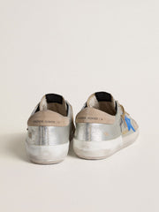Golden Goose Men's Super-Star LTD in silver metallic suede with leather star and suede heel tab