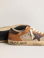 Golden Goose Men's Super-Star LTD in beige wool with brown leather star and camel inserts