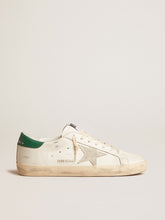 Golden Goose Super-Star in white leather with ice-gray suede star and green leather heel tab