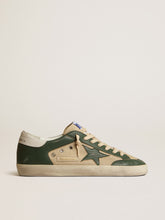 Golden Goose Men's Super-Star in cream mesh and green nappa with nappa star