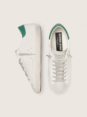 Golden Goose Men’s Super-Star with perforated star and green heel tab