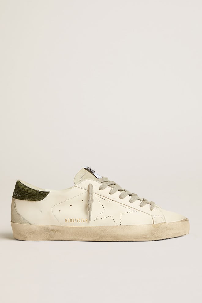 Golden Goose Men’s Bio-based Super-Star with perforated star and green heel tab