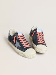 Golden Goose Super-Star in navy-blue leather with light blue leather star and heel tab