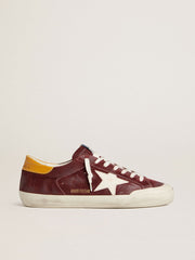 Golden Goose Men’s Super-Star in brick-red suede with white leather star and animal-print heel tab
