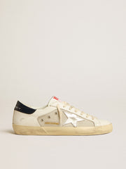 Golden Goose Men's Super-Star LTD in mesh and leather with silver star and blue heel tab