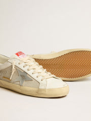 Golden Goose Men's Super-Star LTD in mesh and leather with silver star and blue heel tab