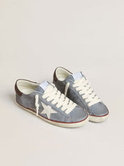 Golden Goose Super-Star LTD in light blue nubuck leather with white leather star and brown leather heel tab