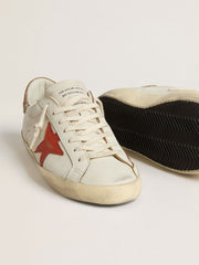 Golden Goose Men's Super-Star LTD in nappa leather with orange leather star and tobacco suede heel tab