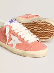 Golden Goose Men’s Super-Star in coral suede with white leather star and heel tab