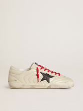 Golden Goose Men's Super-Star in glossy white matelassé leather with black leather star