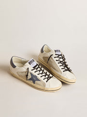Golden Goose Men's Super-Star in leather and suede with blue lizard-print leather star