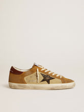 Golden Goose Men’s Super-Star in beige and caramel suede with black crackle leather star