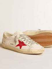 Golden Goose Men's Super-Star in nappa with red star and cream leather heel tab
