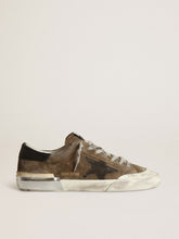 Golden Goose Super-Star in military-green suede with screen-printed star