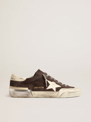 Golden Goose Men's Super-Star in gray suede with ecru nappa star and heel tab