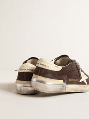 Golden Goose Men's Super-Star in gray suede with ecru nappa star and heel tab