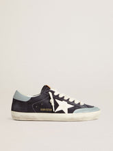 Golden Goose Men's Super-Star in midnight-blue suede with white leather star and light blue leather heel tab