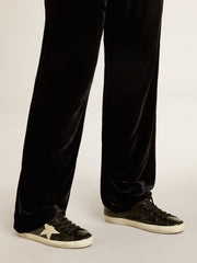 Golden Goose Men's Super-Star in black patent leather with suede star and heel tab