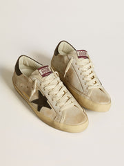 Golden Goose Men's Super-Star in leather with black denim star and black leather heel tab