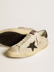 Golden Goose Men's Super-Star in leather with black denim star and black leather heel tab