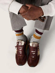 Golden Goose Men's Marathon with burgundy satin upper and platinum leather star
