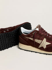 Golden Goose Men's Marathon with burgundy satin upper and platinum leather star