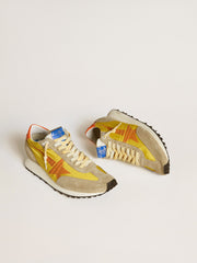 Golden Goose Men’s Marathon with yellow nylon upper and orange star