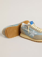 Golden Goose Men’s Marathon with light blue nylon upper and pastel blue star