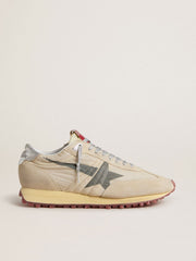 Golden Goose Men’s Marathon with beige nylon upper and gray star