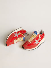 Golden Goose Men’s Marathon with red nylon upper and silver star