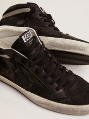 Golden Goose Men's Mid Star in nubuck with black leather star and silver flash