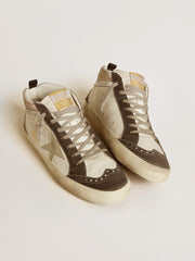 Golden Goose Mid Star with gray leather star and metallic silver leather flash