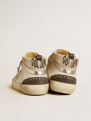 Golden Goose Mid Star with gray leather star and metallic silver leather flash