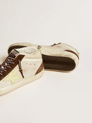 Golden Goose Men's Mid Star in beige glitter with yellow suede star and cotton flash
