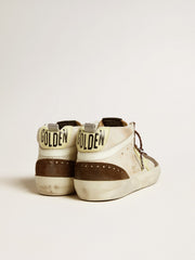 Golden Goose Men's Mid Star in beige glitter with yellow suede star and cotton flash