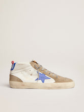 Golden Goose Men's Mid Star with blue leather star and dove-gray suede inserts