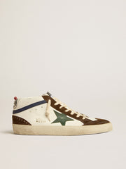 Golden Goose Mid Star with green leather star and blue leather flash