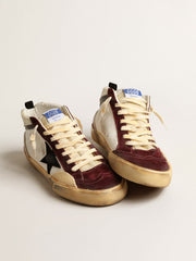 Golden Goose Mid Star in nappa with black suede star and wine-red inserts