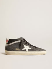Golden Goose Mid Star in black suede with white leather star and silver flash