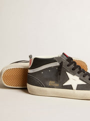 Golden Goose Mid Star in black suede with white leather star and silver flash