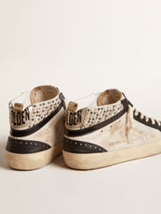 Golden Goose Men’s Mid Star LTD in black and white leather with pearls and perforated star