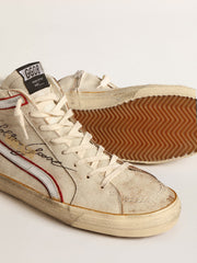 Golden Goose Men’s Slide with light blue leather star and metallic silver leather flash