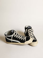 Golden Goose Men's Slide Penstar in black suede with black star and white flash