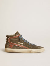 Golden Goose Men's Slide in gray suede with brown nubuck star and flash