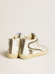 Golden Goose Men’s Slide LAB in white leather with star and flash in brown suede