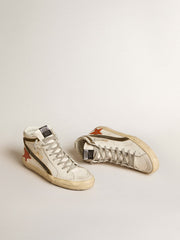 Golden Goose Men's nappa leather Slide with orange croc-print star and green suede flash