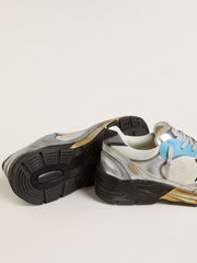 Golden Goose Men's Dad-Star in mesh and silver foiled leather with black leather star