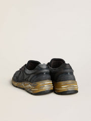 Golden Goose Men's Dad-Star in black naplak and crackle leather with black star and heel tab