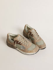 Golden Goose Men's Dad-Star in beige mesh and suede with silver leather star